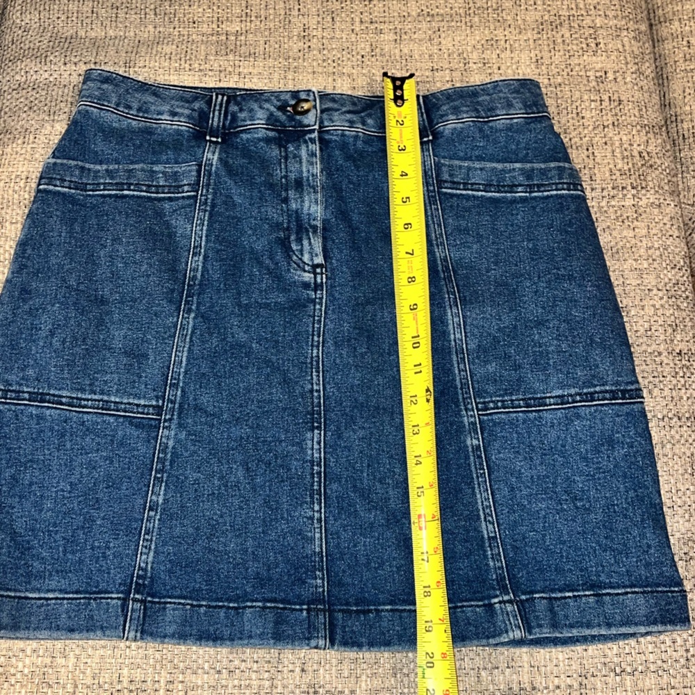 Boden Seamed Denim High Rise Mini Skirt Mid Wash 10R - Picture 4 of 8